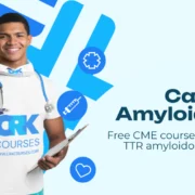 Doctor with stethoscope highlighting free CME course on ATTR cardiac amyloidosis in Kenya by CRK Courses.