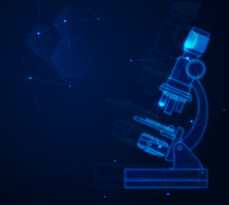 Digital illustration of a microscope symbolizing a clinical research NGO in Kenya